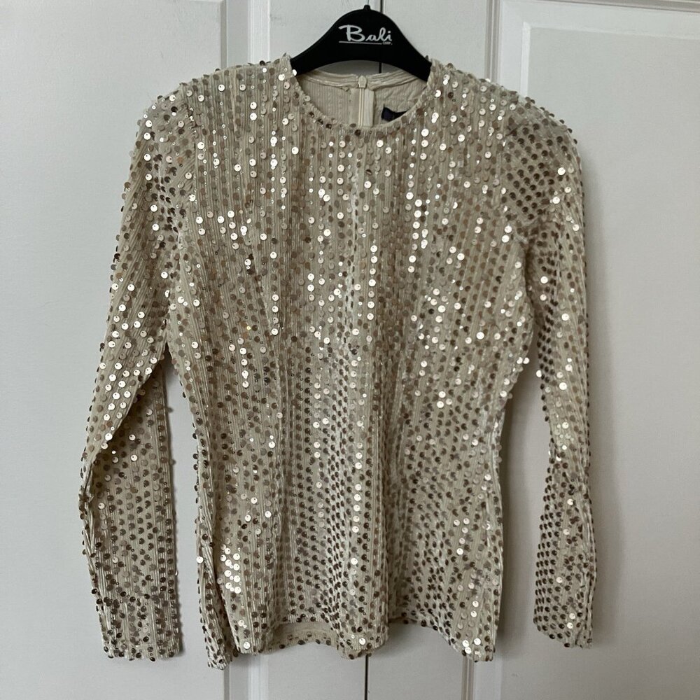 NWT Mila Sequin Corduroy Shirt Womens XS‎ Gold Party Sparkling Date Night